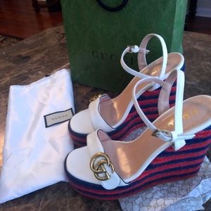 Gucci Marmont Gg White Leather Espadrille